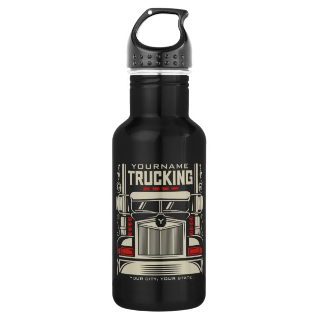Personalized Trucking 18 Wheeler BIG RIG Trucker 532 Ml Water Bottle (Front)