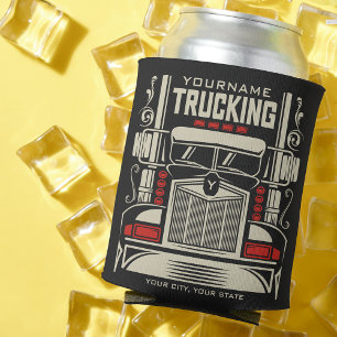 Personalized Trucking 18 Wheeler BIG RIG Trucker Can Cooler
