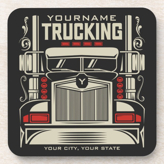Personalized Trucking 18 Wheeler BIG RIG Trucker Coaster (Front)