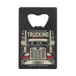 Personalized Trucking 18 Wheeler BIG RIG Trucker Credit Card Bottle Opener
