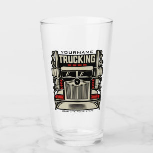Personalized Trucking 18 Wheeler BIG RIG Trucker  Glass