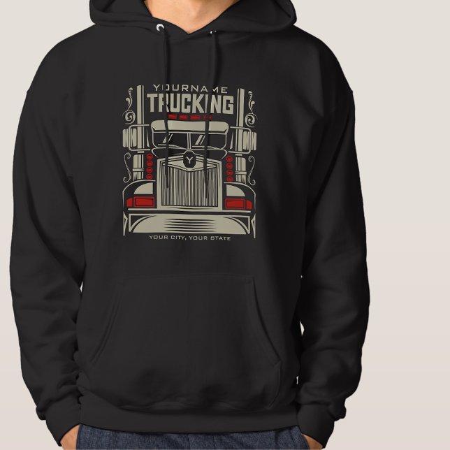 Personalized Trucking 18 Wheeler BIG RIG Trucker Hoodie (Creator Uploaded)