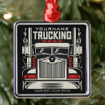 Personalized Trucking 18 Wheeler BIG RIG Trucker Metal Ornament<br><div class="desc">Personalized Eighteen Wheeler Trucker Big Rig Semi Truck Trucking Company Design - Customize with your Name and Custom Text!</div>