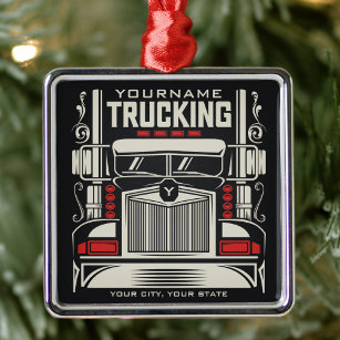 Personalized Trucking 18 Wheeler BIG RIG Trucker Metal Ornament