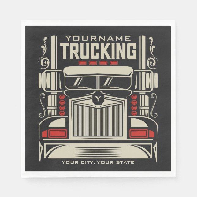 Personalized Trucking 18 Wheeler BIG RIG Trucker Napkin (Front)
