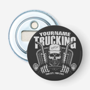 Personalized Trucking Skull Trucker Big Rig Truck Bottle Opener