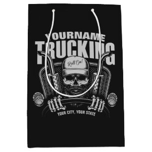 Personalized Trucking Skull Trucker Big Rig Truck Medium Gift Bag