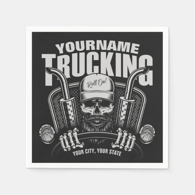 Personalized Trucking Skull Trucker Big Rig Truck  Napkin (Front)