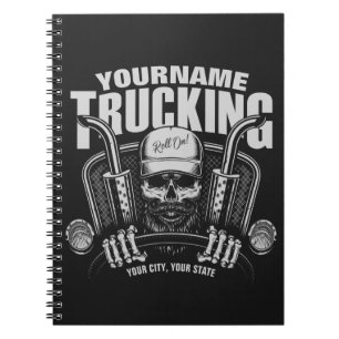 Personalized Trucking Skull Trucker Big Rig Truck  Notebook