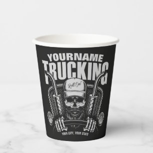 Personalized Trucking Skull Trucker Big Rig Truck Paper Cups