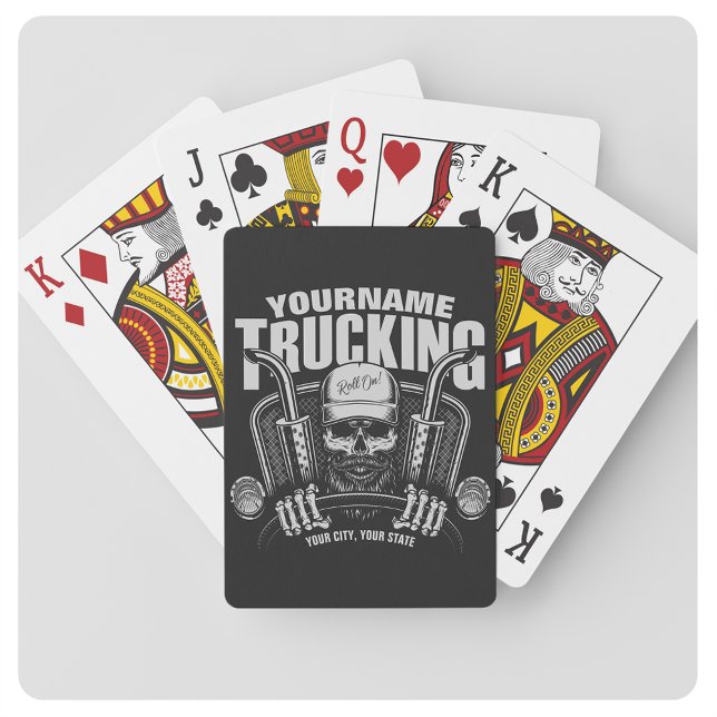 Personalized Trucking Skull Trucker Big Rig Truck Playing Cards (Creator Uploaded)