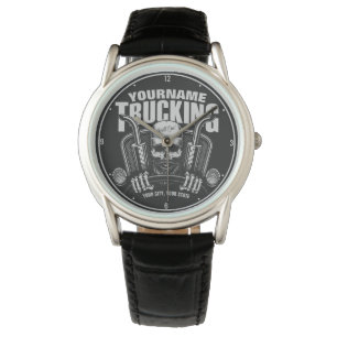 Personalized Trucking Skull Trucker Big Rig Truck Watch