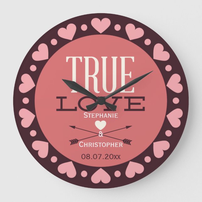 Personalized True Love Wedding Gift Large Clock (Front)