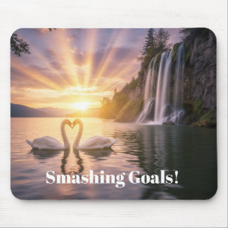 Personalized Trumpeter swans in the sunrise -  Mouse Pad