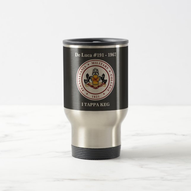 + PERSONALIZED TRVL MUG - wht/blk - Camo Stainless (Center)