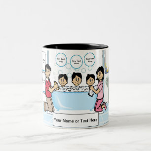 Personalized Tub Time - 3 Boys Cartoon Two-Tone Coffee Mug
