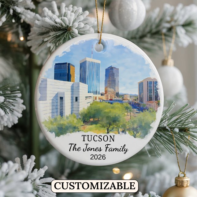 Personalized Tucson Ornament, Custom Arizona State Ceramic Ornament (Creator Uploaded)