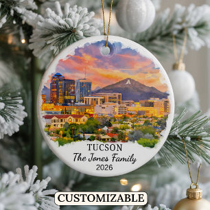 Personalized Tucson Ornament, Custom Arizona State Ceramic Ornament