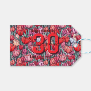 Personalized Tulip Floral 40Th Birthday Gift Tags