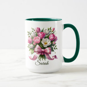 Personalized Tulip Floral Name Mug