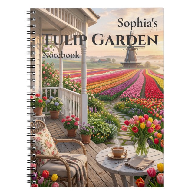 Personalized Tulip Garden Spiral Notebook (Front)