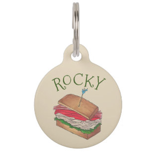 Personalized Turkey Club Sandwich Food Foodie Dog Pet Tag
