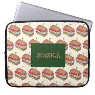 Personalized Turkey Club Sandwich Foodie Food Gift Laptop Sleeve