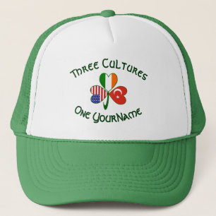 Personalized Turkey Ireland USA Flag Shamrock Trucker Hat