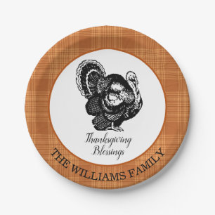 Personalized Turkey Thanksgiving  Paper Plate