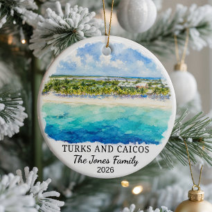 Personalized Turks and Caicos Ceramic Ornament, Cu Ornament