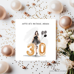 personalized, turning 30, happy 30th birthday card