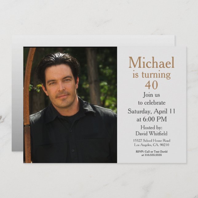 Personalized Turning 40 Custom Photo Birthday Invitation (Front/Back)