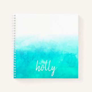 Personalized Turqoise Ombre Marbled Notebook