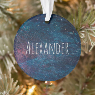 Personalized Turqouise Galaxy Paint Sparkles Ornament