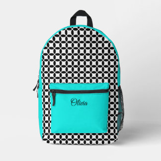Personalized Turquoise Abstract Ellipse Printed Backpack