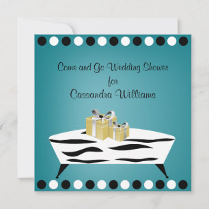 Personalized Turquoise and Zebra Bridal Shower Invitation