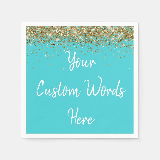 Personalized Turquoise Birthday Party Anniversary Napkin (Front)