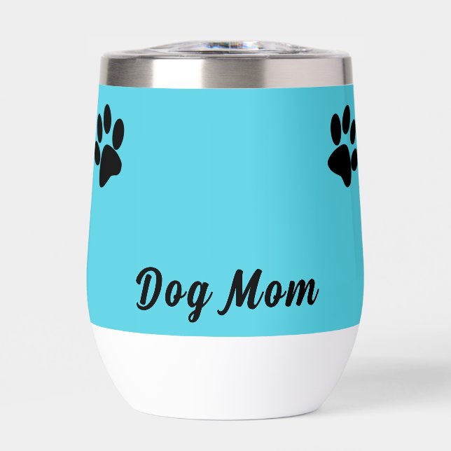 Personalized Turquoise & Black Dog Paw Dog Mom (Front)