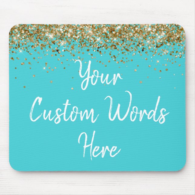 Personalized Turquoise Blue & Gold Assistant Gift Mouse Pad (Front)