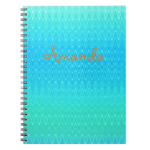 Personalized Turquoise Blue Green Abstract Pattern Notebook