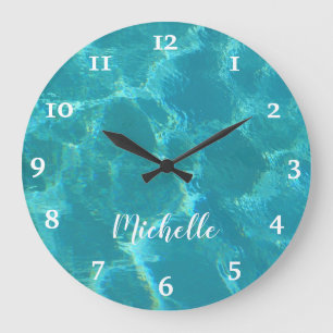 Personalized Turquoise Blue Water Wall Clock