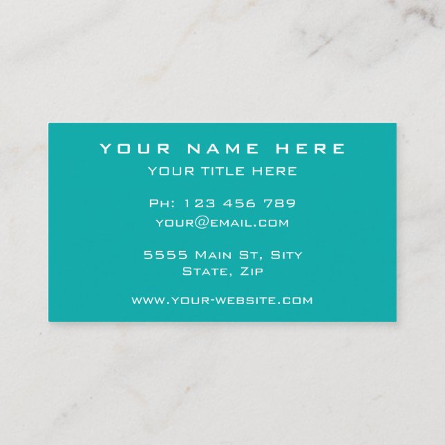 Personalized Turquoise Business Card with Logo (Back)