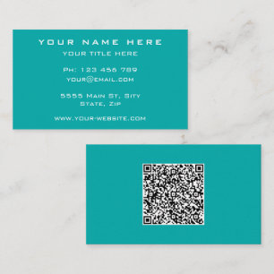 Personalized Turquoise Business Card with QR Code