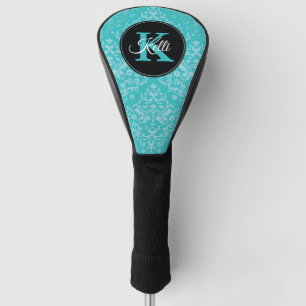 Personalized Turquoise Damask Monogram Golf Head Cover
