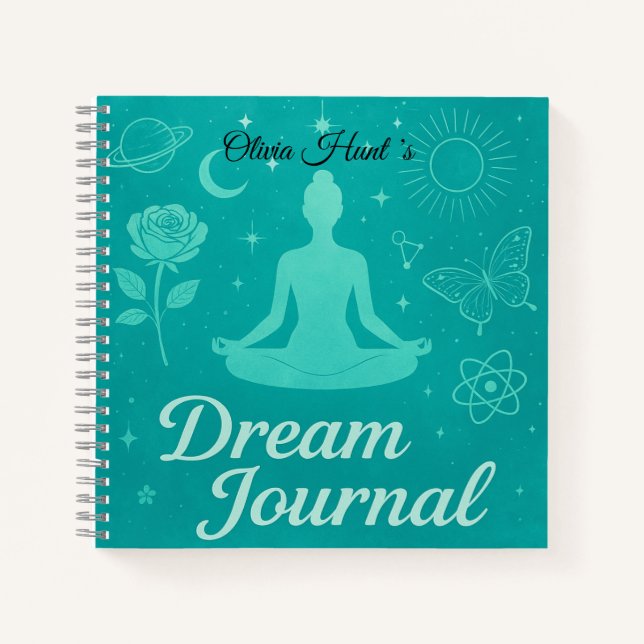 Personalized Turquoise Dream Journal Notebook (Devant)