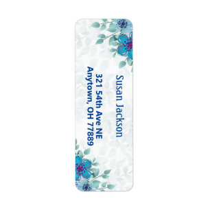 Personalized Turquoise Floral Return Address Label