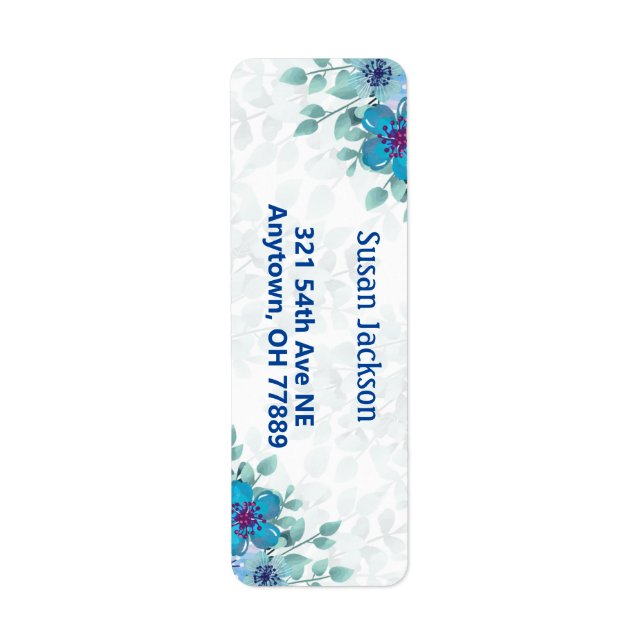 Personalized Turquoise Floral Return Address Label (Front)