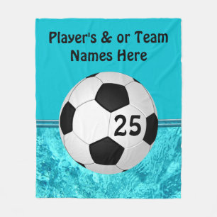 Personalized Turquoise Glass Soccer Throw Blanket