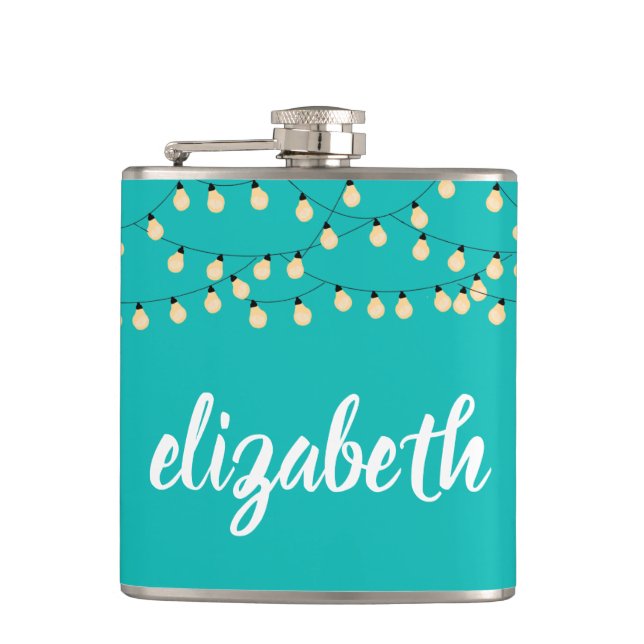 Personalized Turquoise Hip Flask (Front)