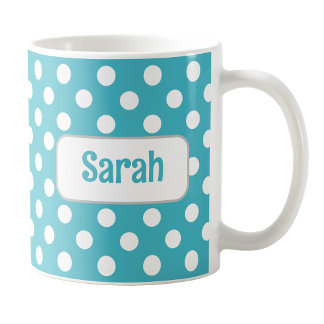 Personalized Turquoise Polka Dot Mug